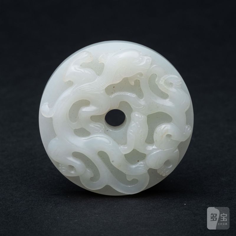    清 白玉蝠紋雙龍壁 - 图1